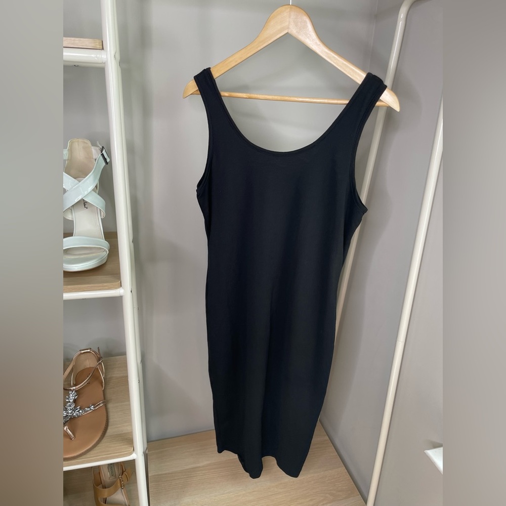 Black stretchy bodycon dress two layers